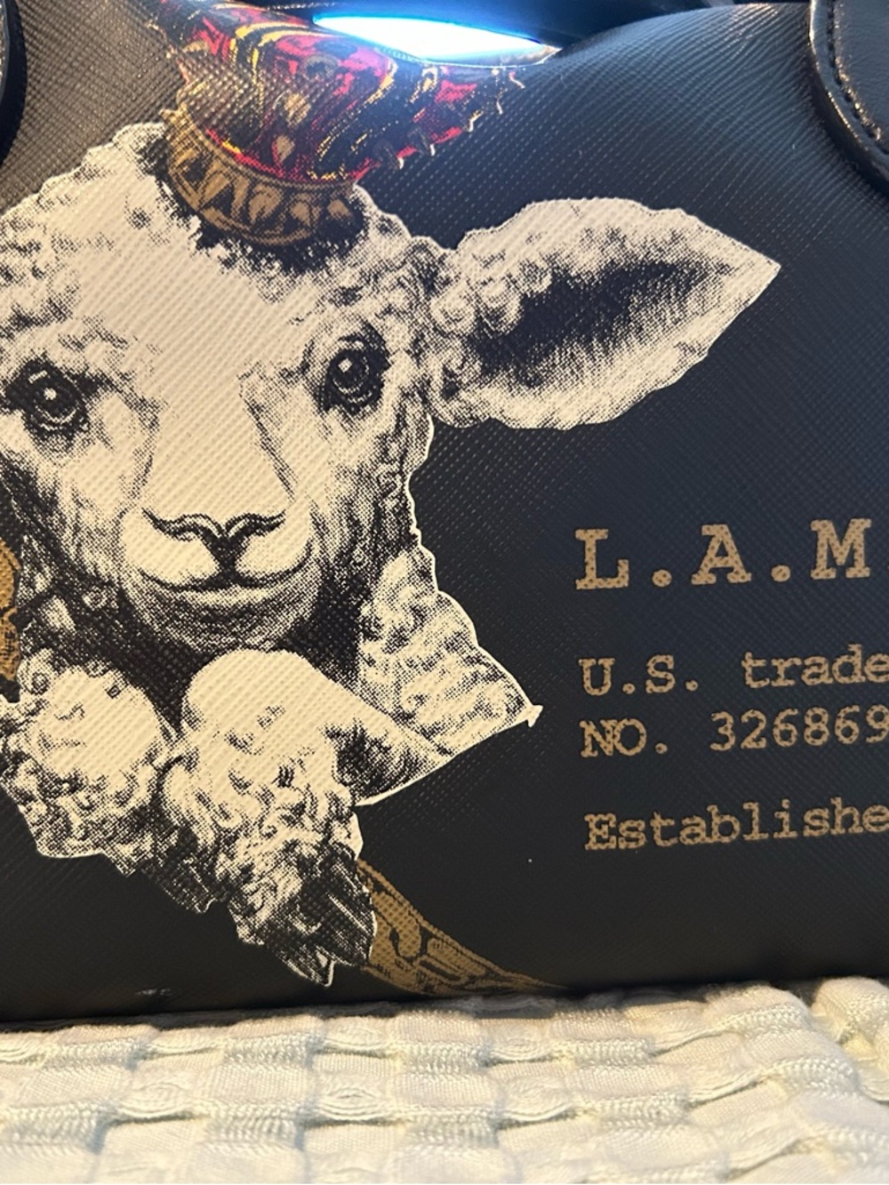 L.A.M.B. Black Graphic Lamb Tote Bag - Picture 2 of 7